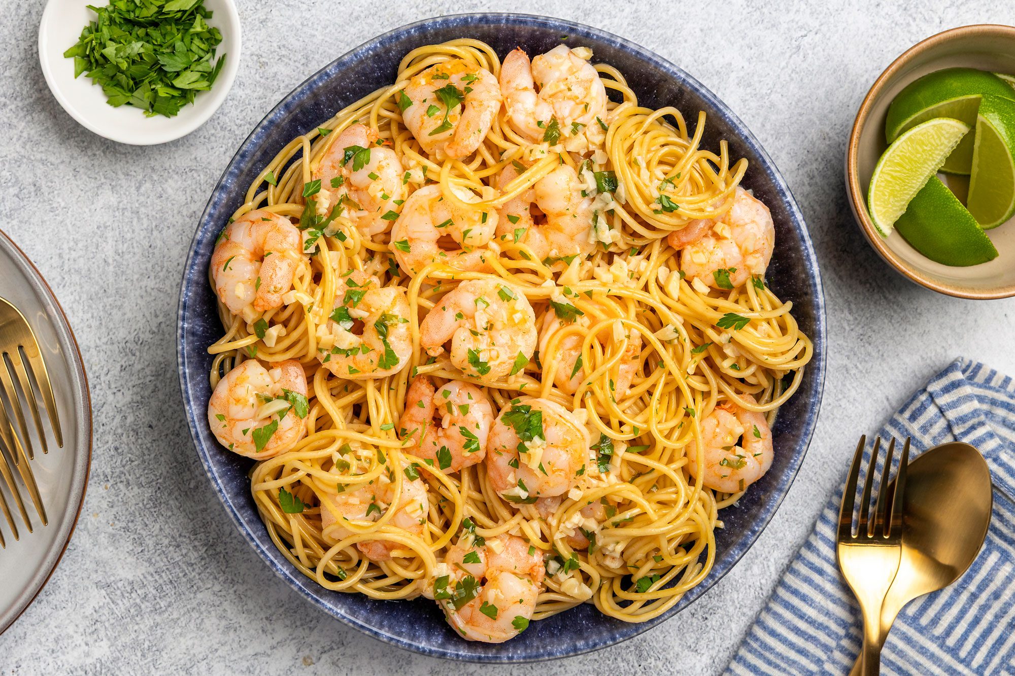 Garlic Lime Shrimp is ready and Serve with pasta