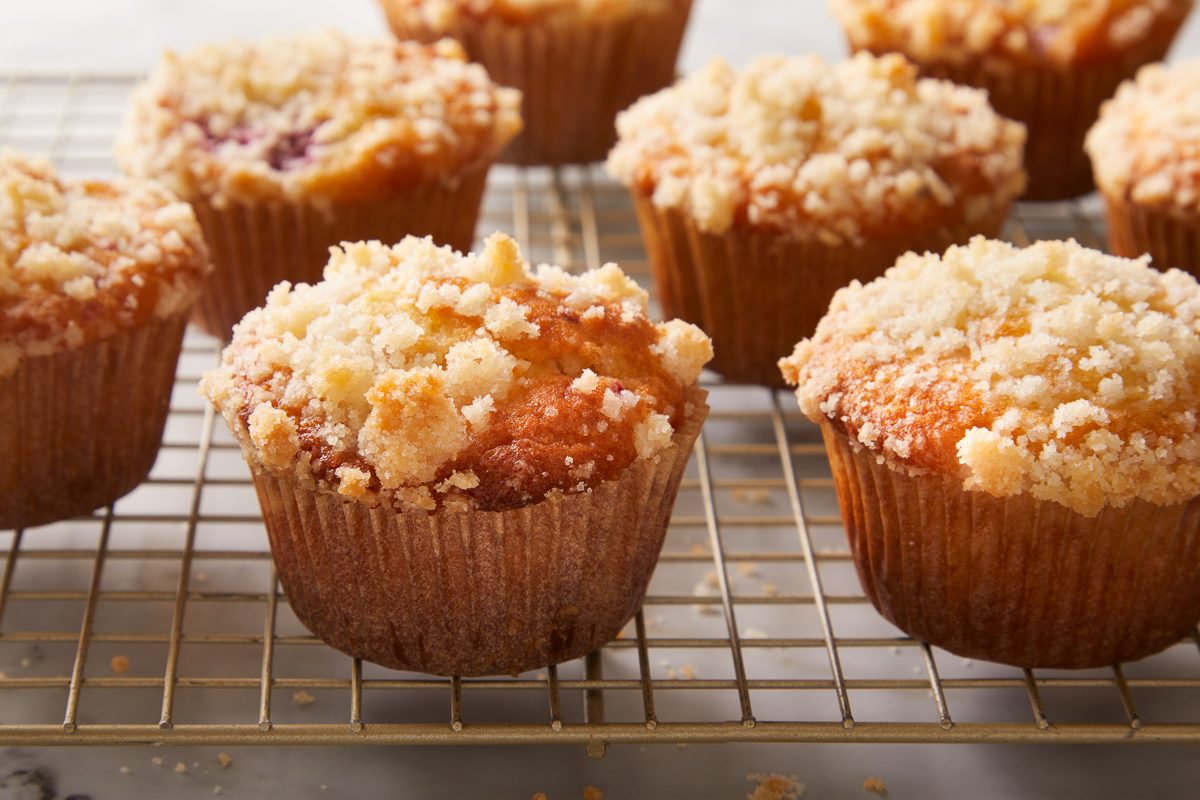 Raspberry Lemon Muffins on wire rack