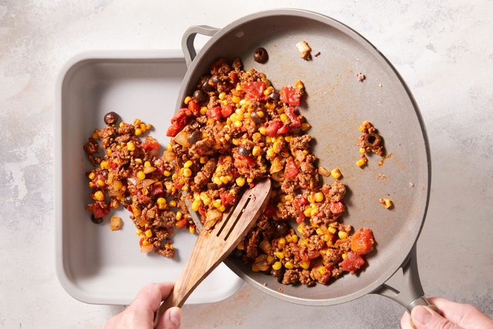 Transfer to a greased 2-1/2-qt. baking dish.