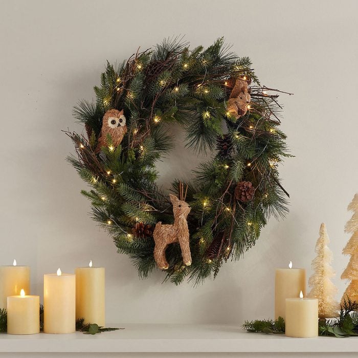 Woodland Critter Light Up Wreath