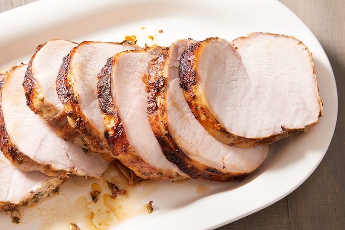 3/4 shot of Air-Fryer Pork Loin Roast;