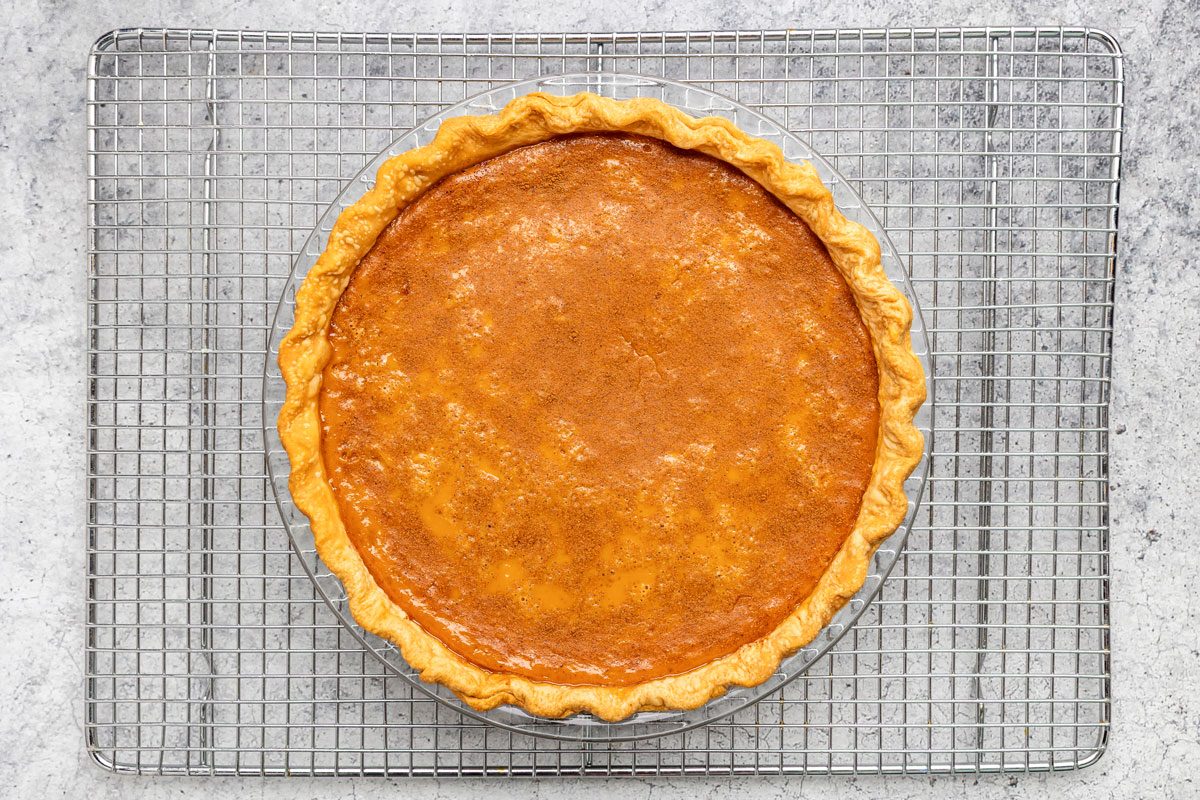 Overhead shot of cool on a wire rack; Store in the refrigerator; all set on a grey marble surface;