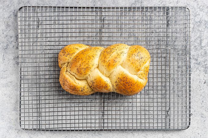 Baked Braided Bread on wire rack