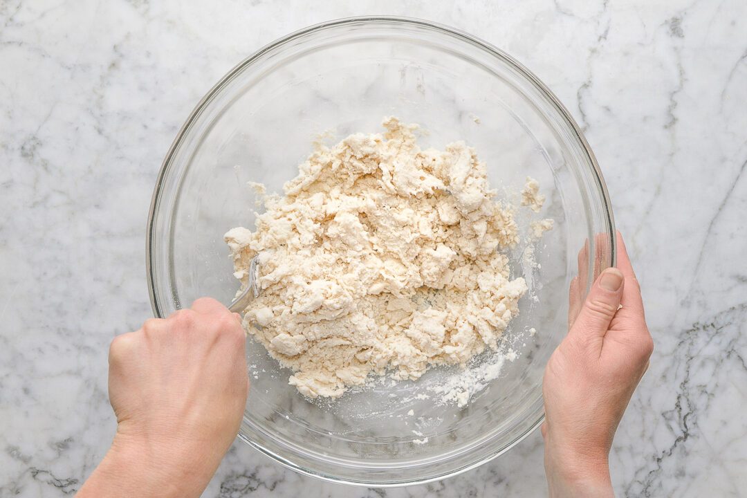 mixing flour mixture with water