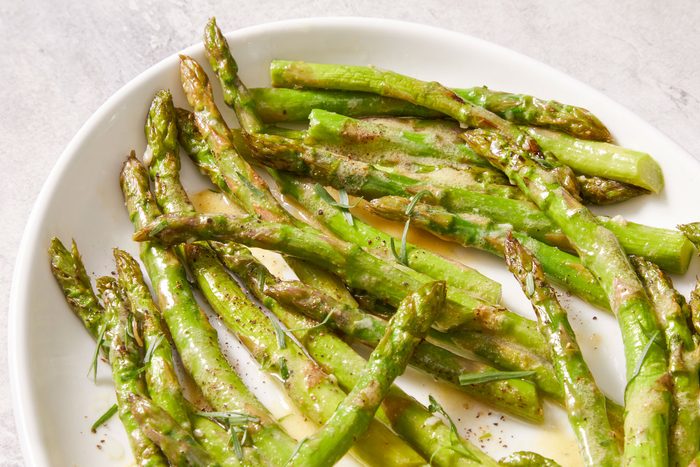 Close up shot of Roasted Asparagus Salad