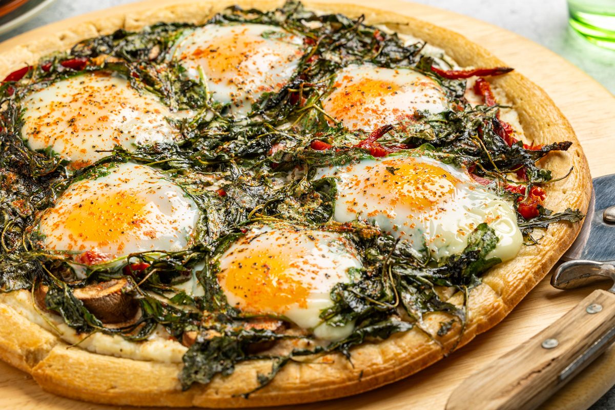 Arugula And Mushroom Breakfast Pizza