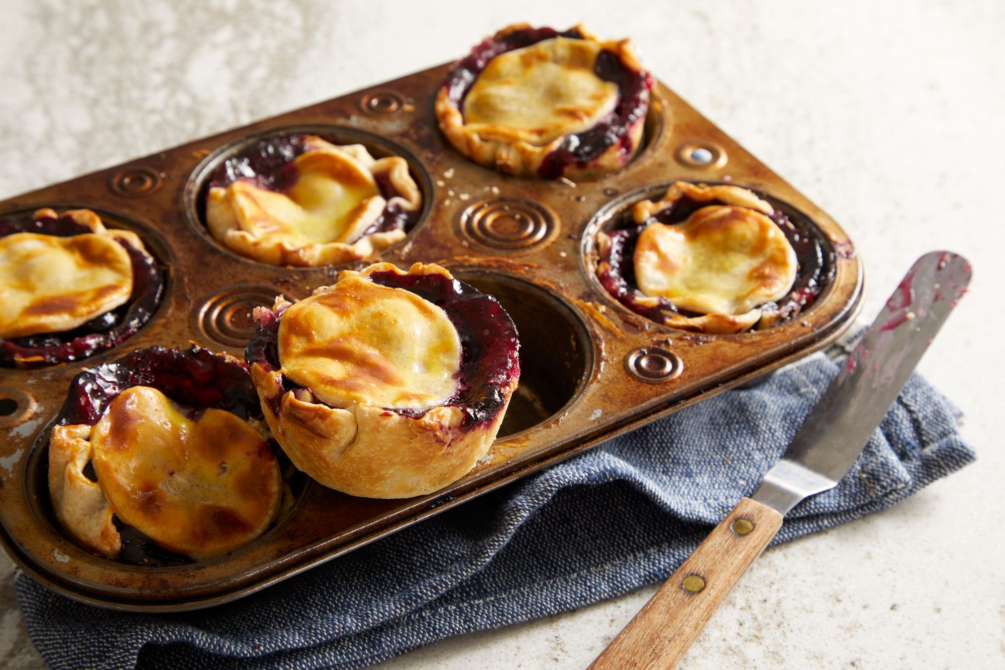 3/4 shot of Mini Blueberry Tarts;