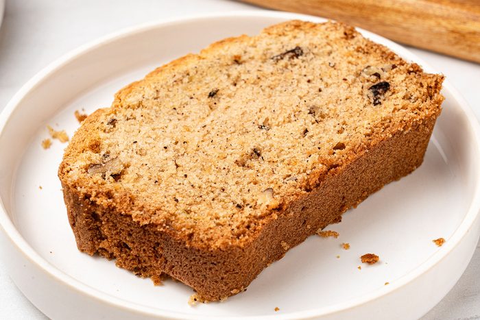 Cucumber Bread slice served on a white plate.
