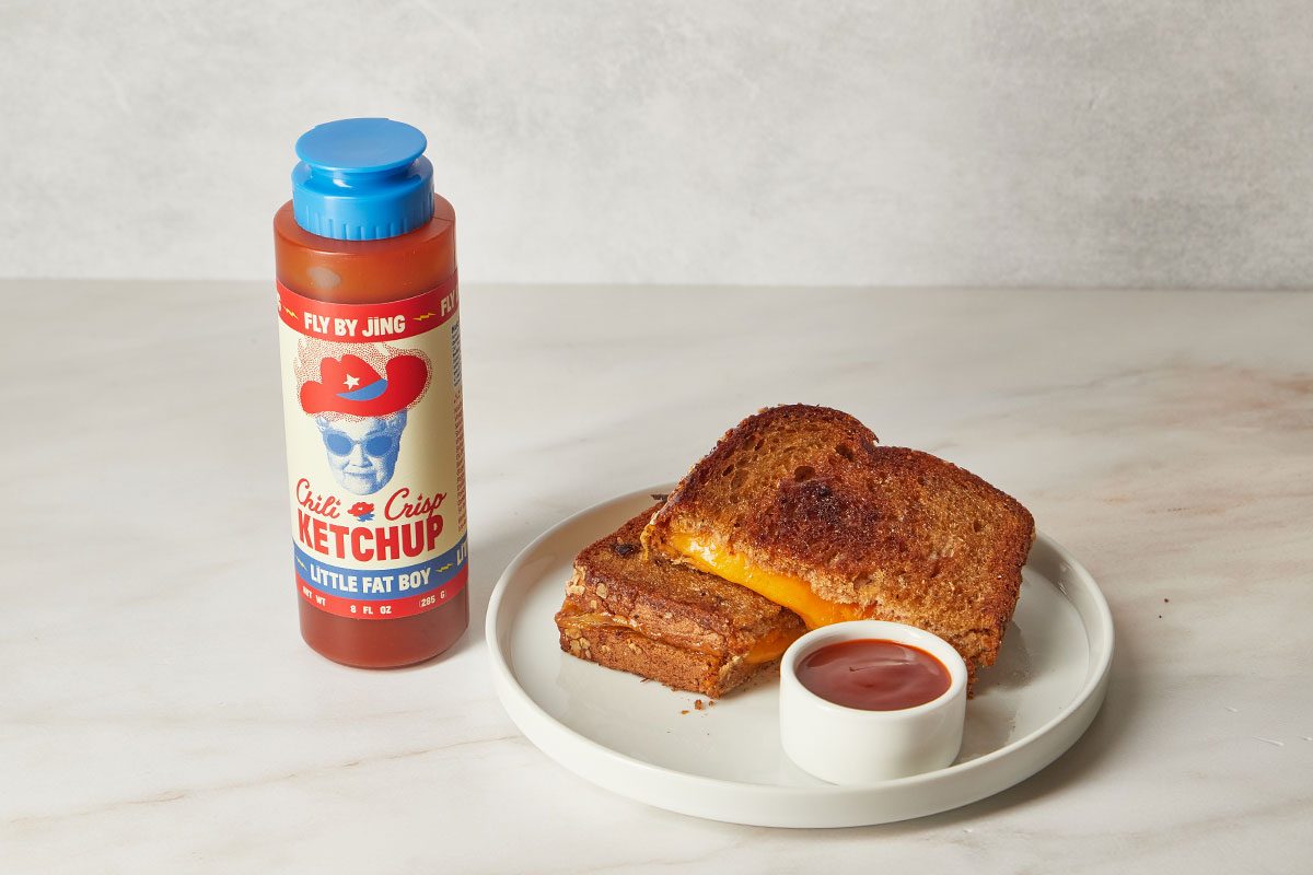 New Chili Crisp Ketchup with Grilled cheese