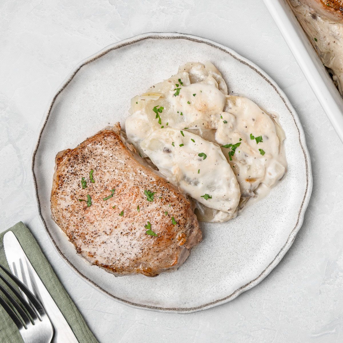 Pork Chops and Scalloped Potatoes with Mushroom Soup
