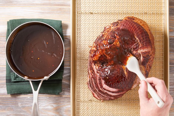 Brush ham with some of the glaze