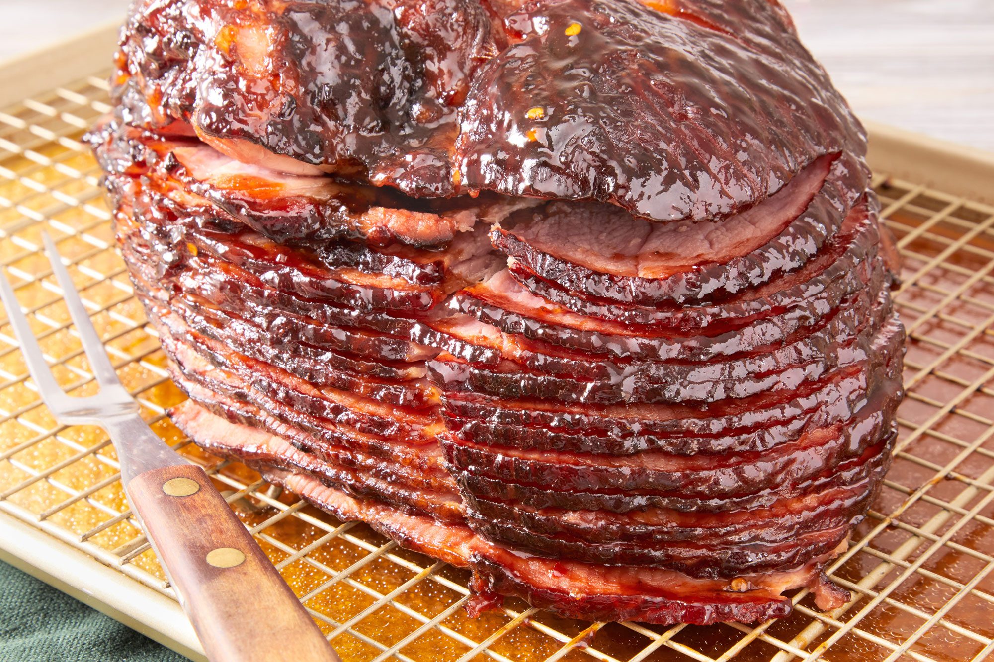 Close up shot of Root Beer Glazed Ham