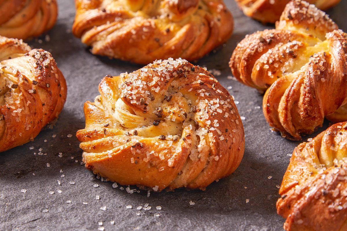 Close up shot of Swedish Cardamom Buns