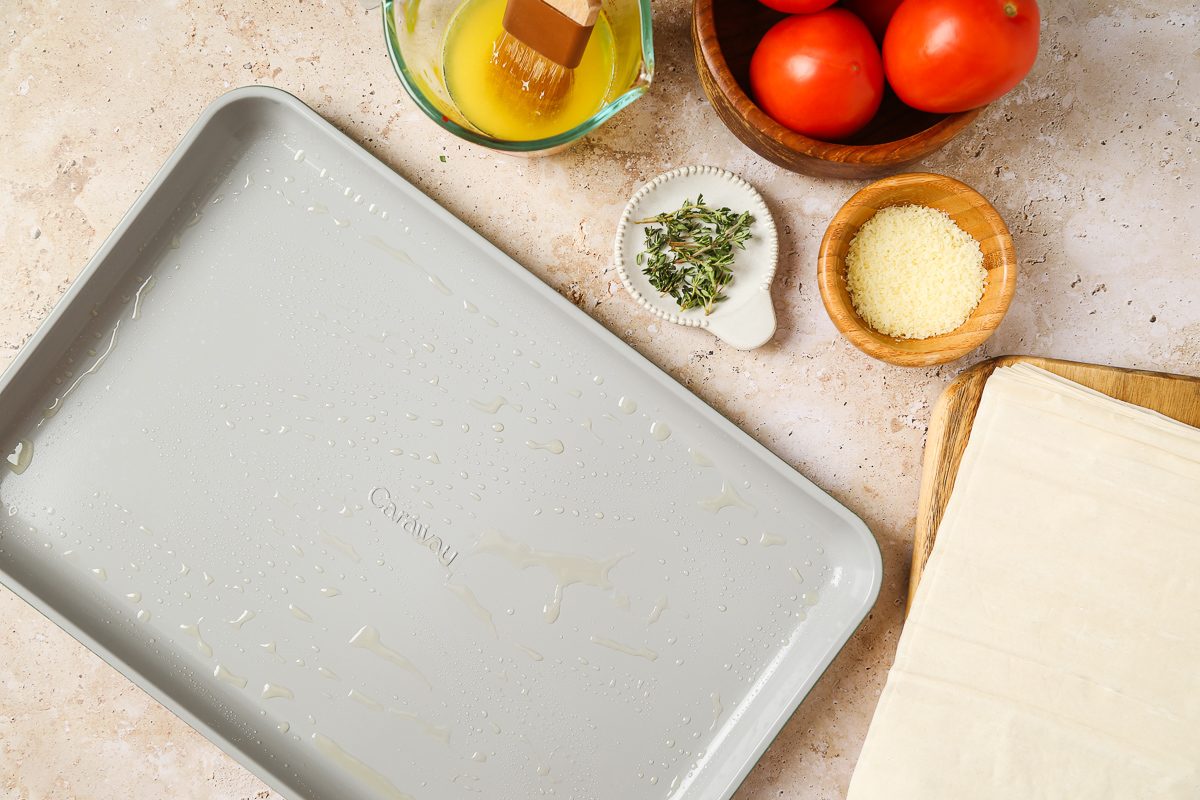 baking pan brushed with butter
