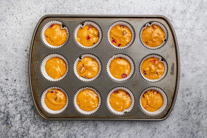 muffin cups filled three-fourths full of batter