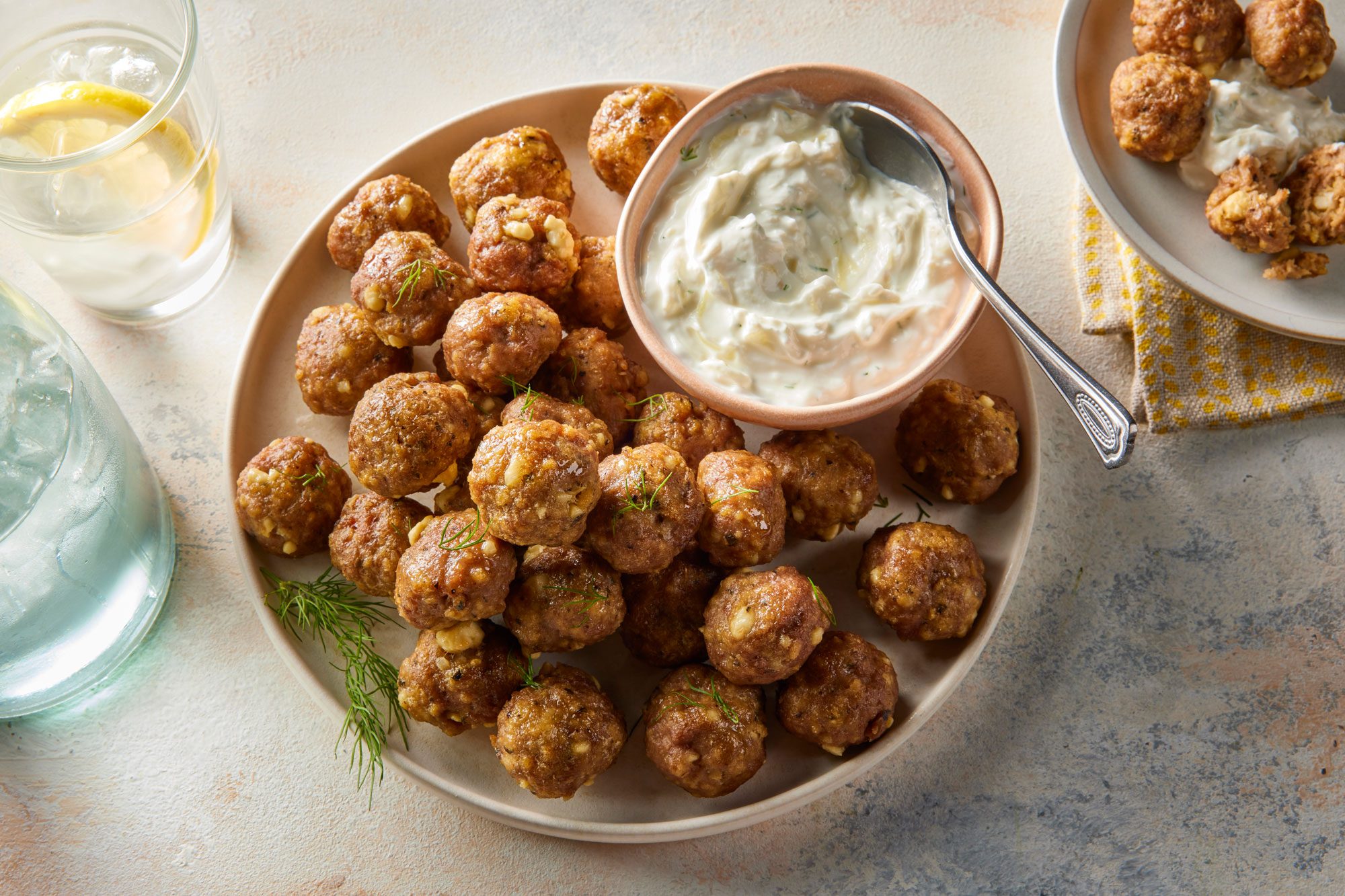 Overhead shot of Greek Meatballs