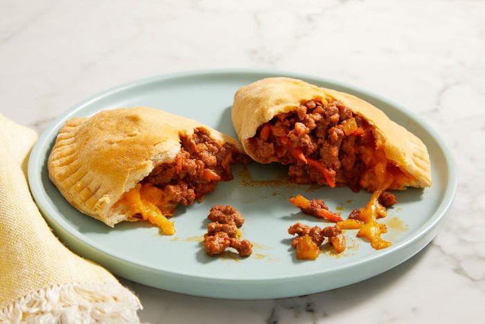 3/4 shot of Meaty Sloppy Joe Pockets