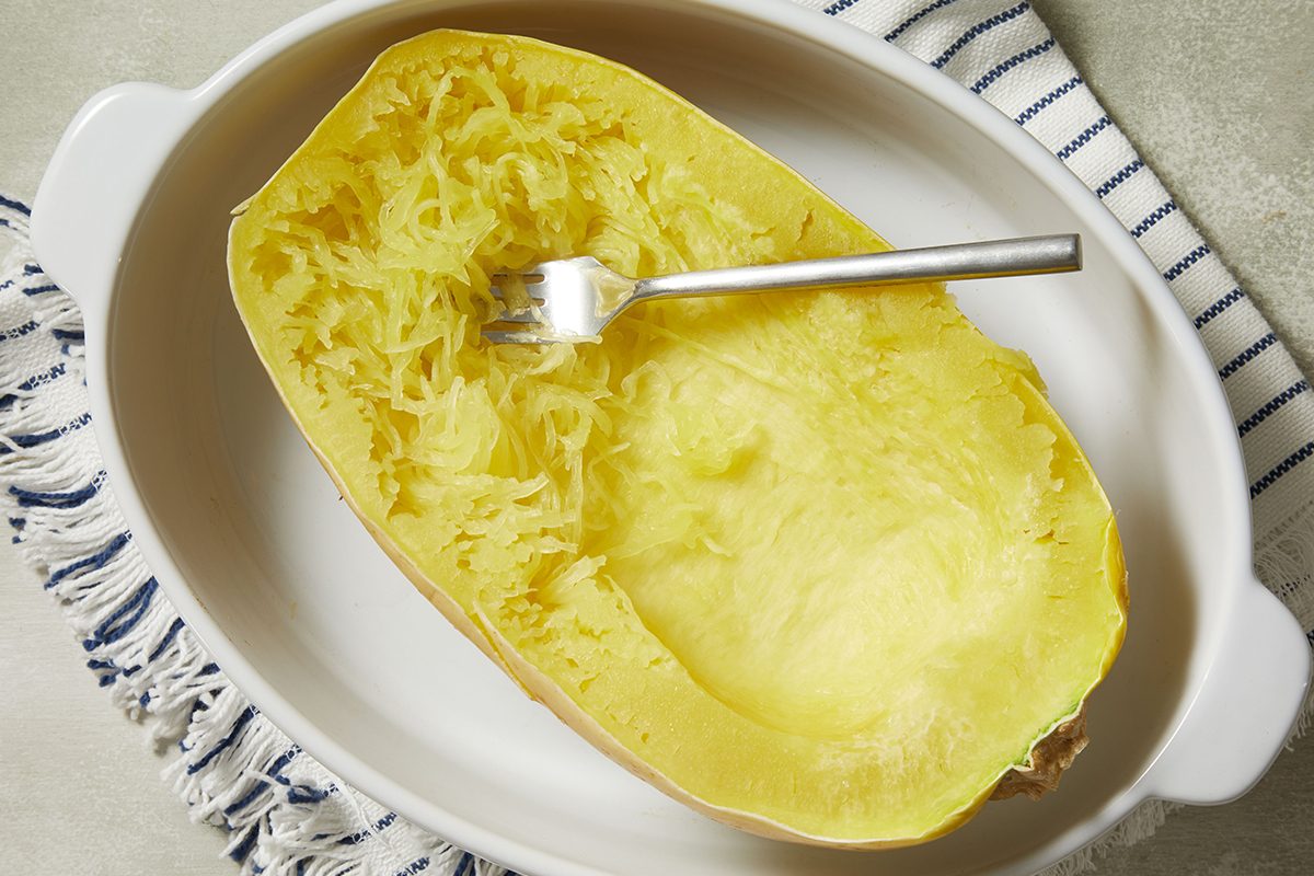 Piercing the squash using a fork