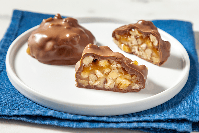 Pecan Caramel Clusters on a plate