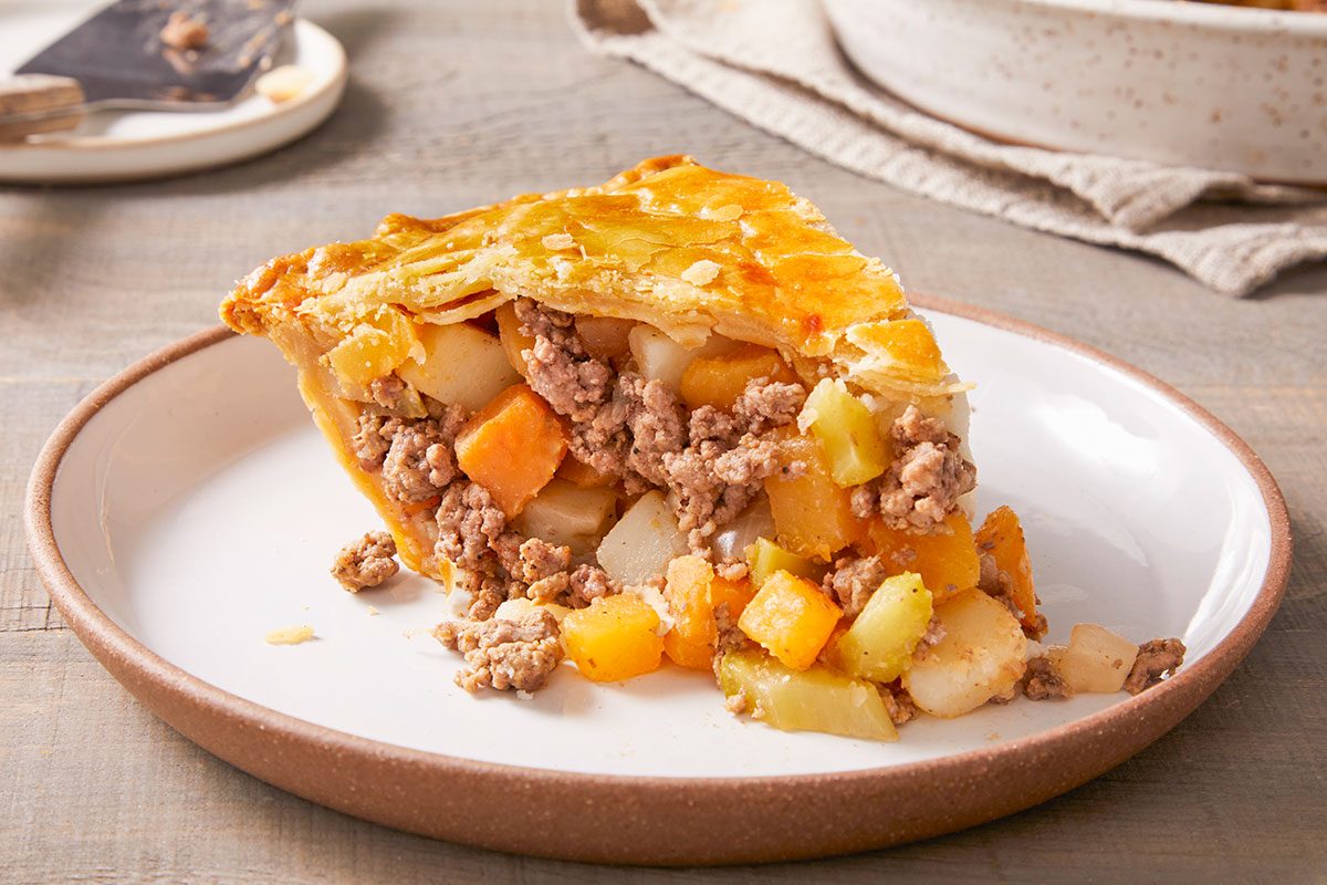 Close up shot of Rutabaga Pie on a plate