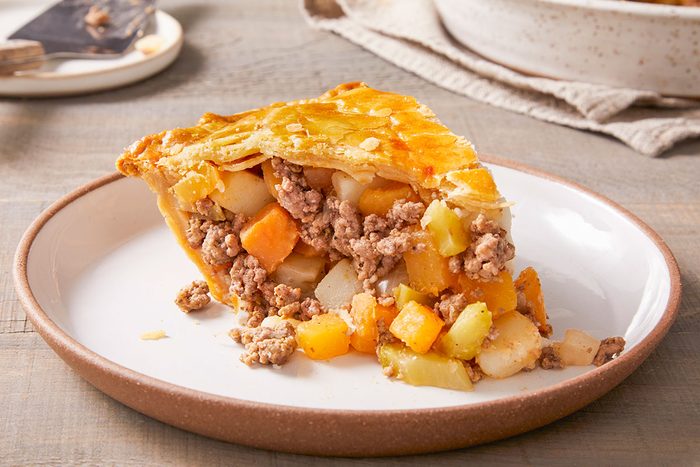 Close up shot of Rutabaga Pie on a plate