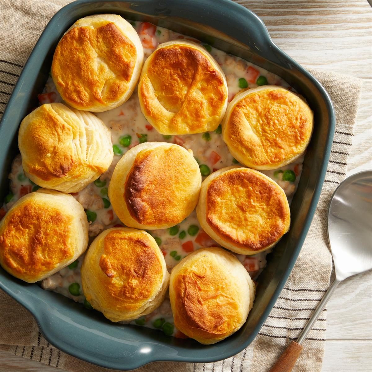 Turkey Pot Pie with Biscuits