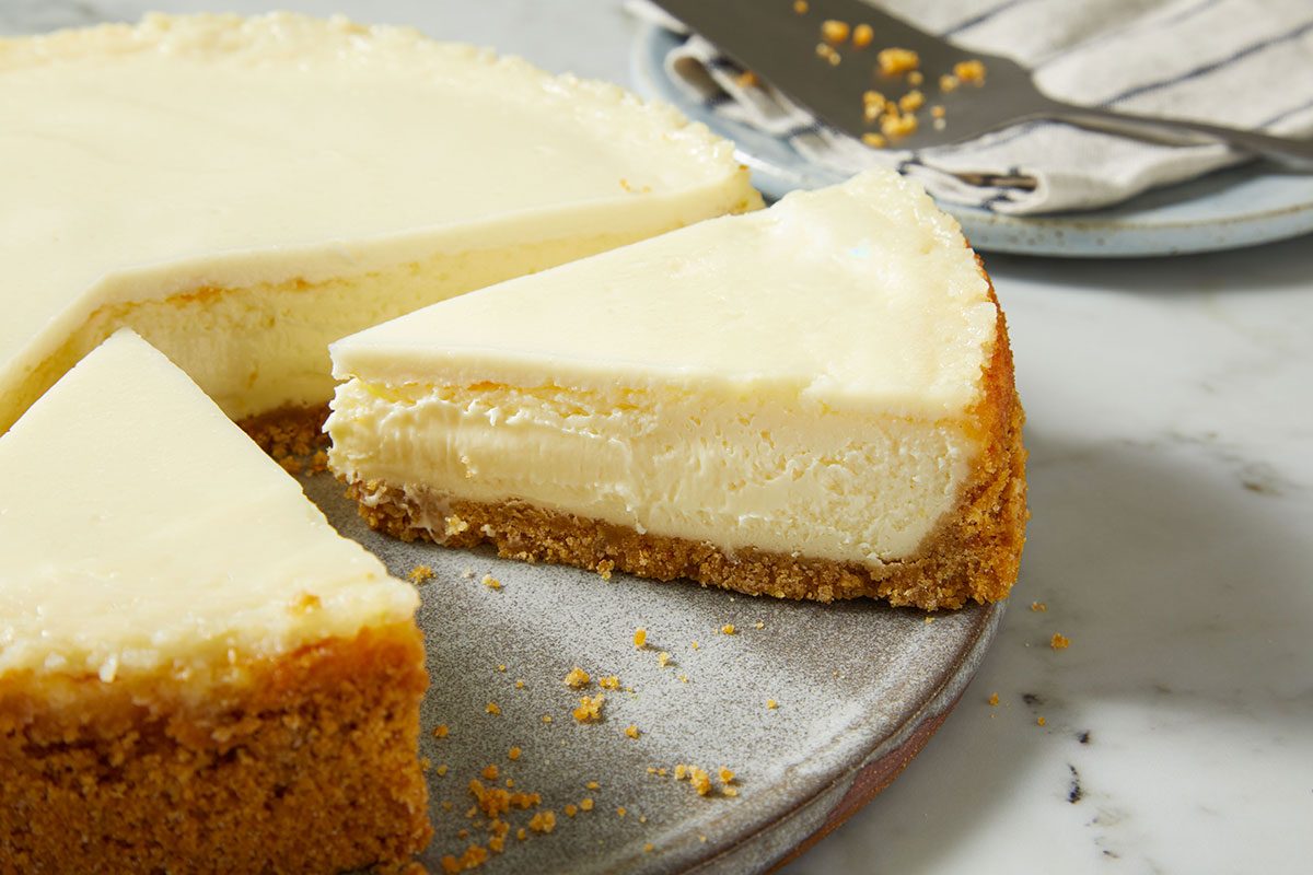 Close up shot of Air-Fryer Cheesecake slice