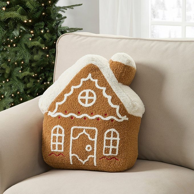 Gingerbread House Shaped Decorative Pillow