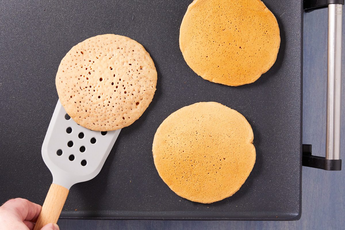 flipping over pancakes