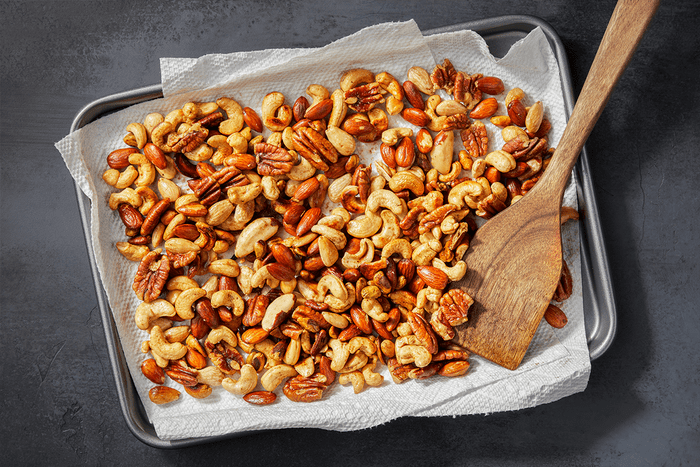 Nuts on parchment paper