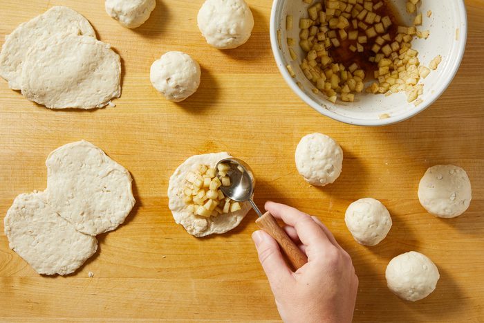 biscuit dough filled with apple filling