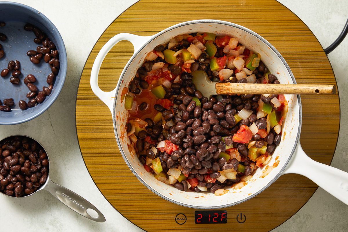 beans added to veggie mixture